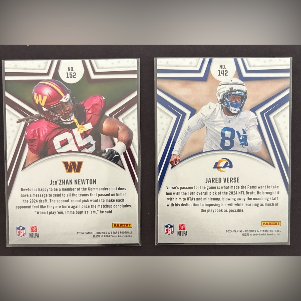 2024 Panini‎ Rookie & Stars Football Card Lot – 8 Cards – Mint - Picture 9 of 9